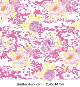 Romantic Roses,Leaves, Botanical Florals. Liberty style. fabric, covers, manufacturing, wallpapers, print, gift wrap.