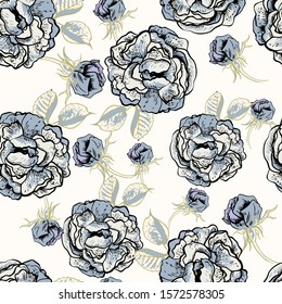 Romantic Roses,Leaves, Botanical Florals. Liberty style. fabric, covers, manufacturing, wallpapers, print, gift wrap.