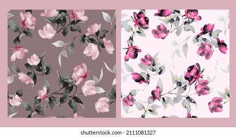 Romantic Roses,Leaves, Botanical Florals. Liberty style. fabric, covers, manufacturing, wallpapers, print, gift wrap.