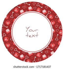 Marco redondo romántico; marco rojo para tarjetas de felicitación, tarjetas de boda, invitaciones, carteles, carteles, empaque.