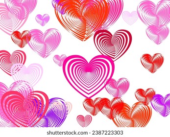 Romantic Scattered Hearts Texture.  Place for text.