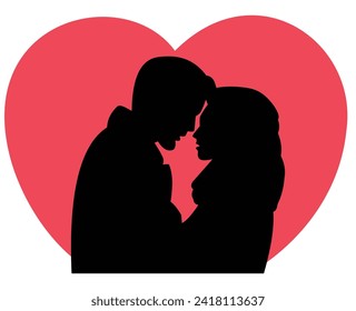 romantic scene of couple of young man and woman hugging together