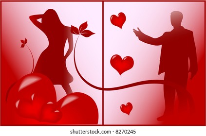 Romantic Scene of Love - vector illustration