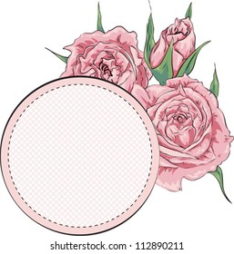 Romantic scope with tender roses. Vector eps 10