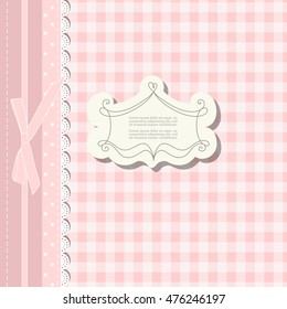 Romantic scrap booking template for invitation, greeting, kid party, baby shower card, happy birthday label, postcard frame, child album. Vector illustration