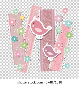 Romantic scrap booking template for invitation, greeting, baby shower card, happy birthday label, postcard frame or child album. Vector illustration in retro style