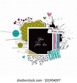 Romantic scrap template, love card