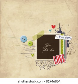 Romantic scrap template, love card