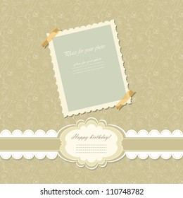 Romantic scrapbooking for invitation, greeting, happy birthday label, postcard frame, baby texture, child album, children pattern, holiday card, color gift, vector eps 10