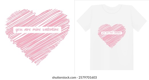 Romantic Scribble Heart Graphic for Valentine’s Day T-Shirt design illustration for print hoodie,mug,and sweet shirt. especially for valentine's day