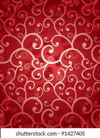 Romantic seamless background with curls and hearts