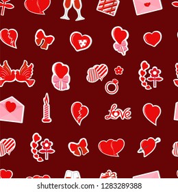 Romantic seamless background, vector illustration