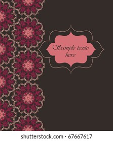 Romantic seamless card or frame with place for text. Background pattern is included as seamless swatch