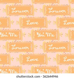 Romantic seamless graphic pattern with stylized border. EPS10 Vector.