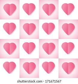 Romantic seamless greeting card with hearts. Valentine's Day. Love and romance. Design elements with paper heart for your design. Vector illustration. EPS 10