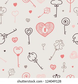 romantic seamless heart lock saint valentine pattern