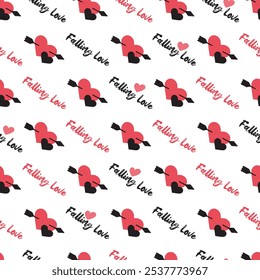 Corações sem emenda românticos e setas bonito padrão. Ideal para temas românticos, namorados ou projetos relacionados ao amor. O design é perfeito para uso como fundos, papel de embrulho ou impressões têxteis.
