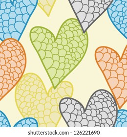 Romantic seamless pattern, abstract hearts