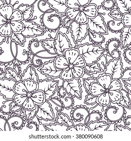 Romantic seamless pattern with apple flowers. Floral endless background. Can be used for cards, invitations, fabrics, wallpapers, ornamental template for design and decoration.