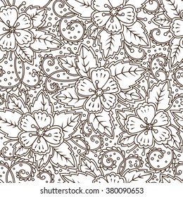 Romantic seamless pattern with apple flowers. Floral endless background. Can be used for cards, invitations, fabrics, wallpapers, ornamental template for design and decoration.