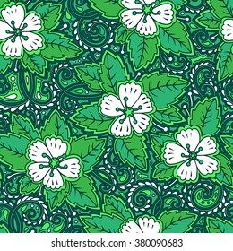 Romantic seamless pattern with apple flowers. Floral endless background. Can be used for cards, invitations, fabrics, wallpapers, ornamental template for design and decoration.