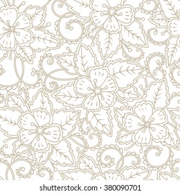Romantic seamless pattern with apple flowers. Floral endless background. Can be used for cards, invitations, fabrics, wallpapers, ornamental template for design and decoration.