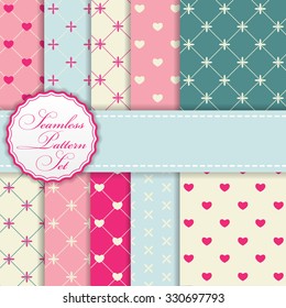 Romantic Seamless Pattern Background Set Vector Illustration EPS10