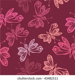 romantic seamless pattern with butterflies