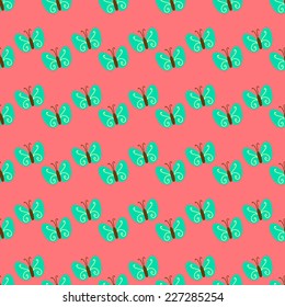 Romantic seamless pattern with butterflies in vector. Seamless pattern can be used for wallpapers, pattern fills, web page backgrounds, surface textures. Background in vintage style. 