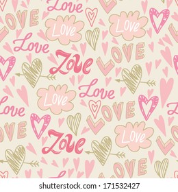 Romantic seamless pattern. Cartoon pattern for cute wallpapers.
