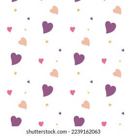 patrón romántico sin fisuras con coloridos corazones caóticos