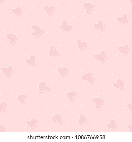 Romantic seamless pattern with cute hearts and polka dot. Endless lovely print. Girly vector illustration.