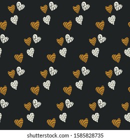 Romantic seamless pattern with cute images of hearts with hand drawn texture. The style of children's drawing. Pattern design for valentines day. Stock vector illustration. Romantic seamless pattern with cute images of hearts with hand drawn texture. The style of children's drawing. Pattern design for valentines day. Stock vector illustration.