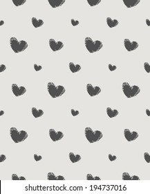 Romantic seamless pattern with decorative hearts. Vector abstract background. 