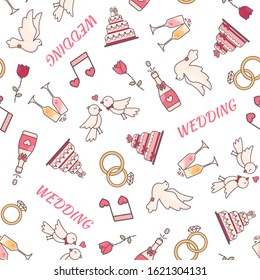 Romantic seamless pattern design. Vector background template for Saint Valentine's Day or wedding holiday party.