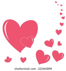 Romantic seamless pattern with different size hearts bright pink color