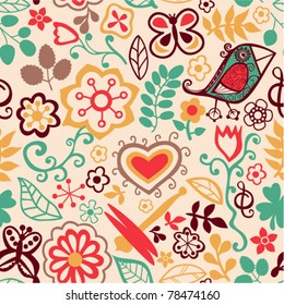 Romantic seamless pattern, floral background