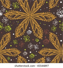 Romantic seamless pattern with flowers and butterflies.