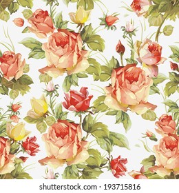 Romantic Seamless pattern with flowers pink roses. Elegance floral vector illustration.