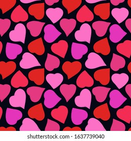 Romantic seamless pattern. Happy Valentine's day, wedding, sweet love concept background. Freehand hearts surface print. Brush design texture. Handdrawn doodle ornament. Vector abstract wallpaper