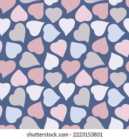 Patrón romántico sin fisuras. Feliz día de San Valentín, boda, dulce trasfondo del concepto de amor. Los corazones de mano libre superponen la huella. Textura de diseño de pincel. Ornamento de doodle dibujado a mano. Papel de pantalla abstracto