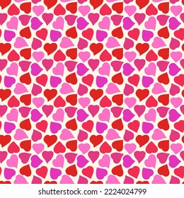 Romantic seamless pattern. Happy Valentine's day, wedding, sweet love concept background. Freehand hearts surface print. Brush design texture. Handdrawn doodle ornament. Vector abstract wallpaper