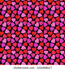 Romantic seamless pattern. Happy Valentine's day, wedding, sweet love concept background. Freehand hearts surface print. Brush design texture. Handdrawn doodle ornament. Vector abstract wallpaper