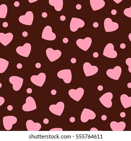 Romantic seamless pattern with heart and dots. Vector illustration.
