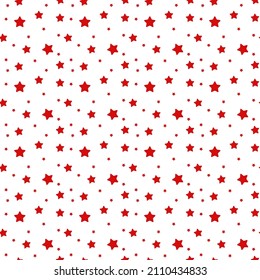 Romantic seamless pattern with a heart. Happy Valentine s Day. Red stars on a white background.