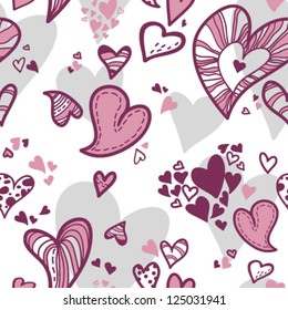 Romantic seamless pattern, hearts