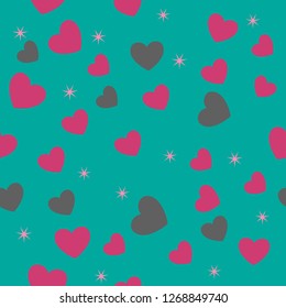 Romantic seamless pattern with hearts