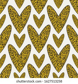 Romantic seamless pattern with hearts.