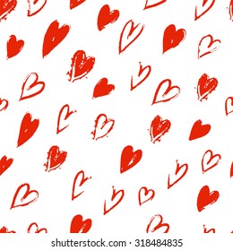 Romantic seamless pattern with hearts.