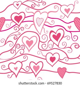 Romantic seamless pattern with hearts